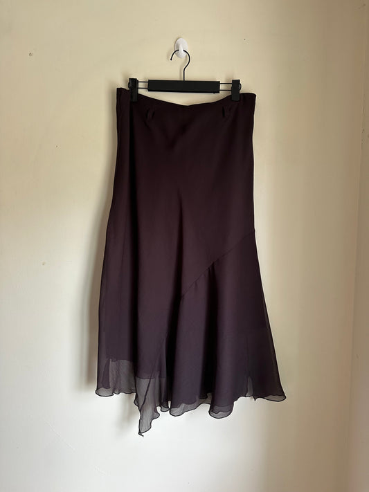 Sheer asymmetrical midi skirt