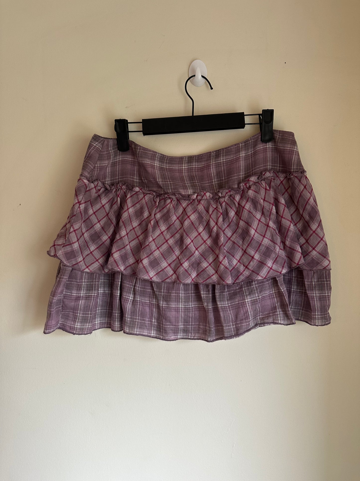 Plaid layered mini skirt