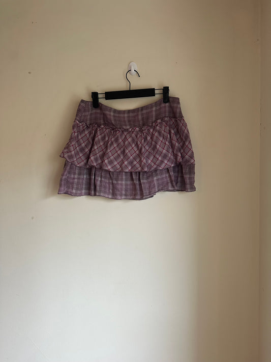 Plaid layered mini skirt