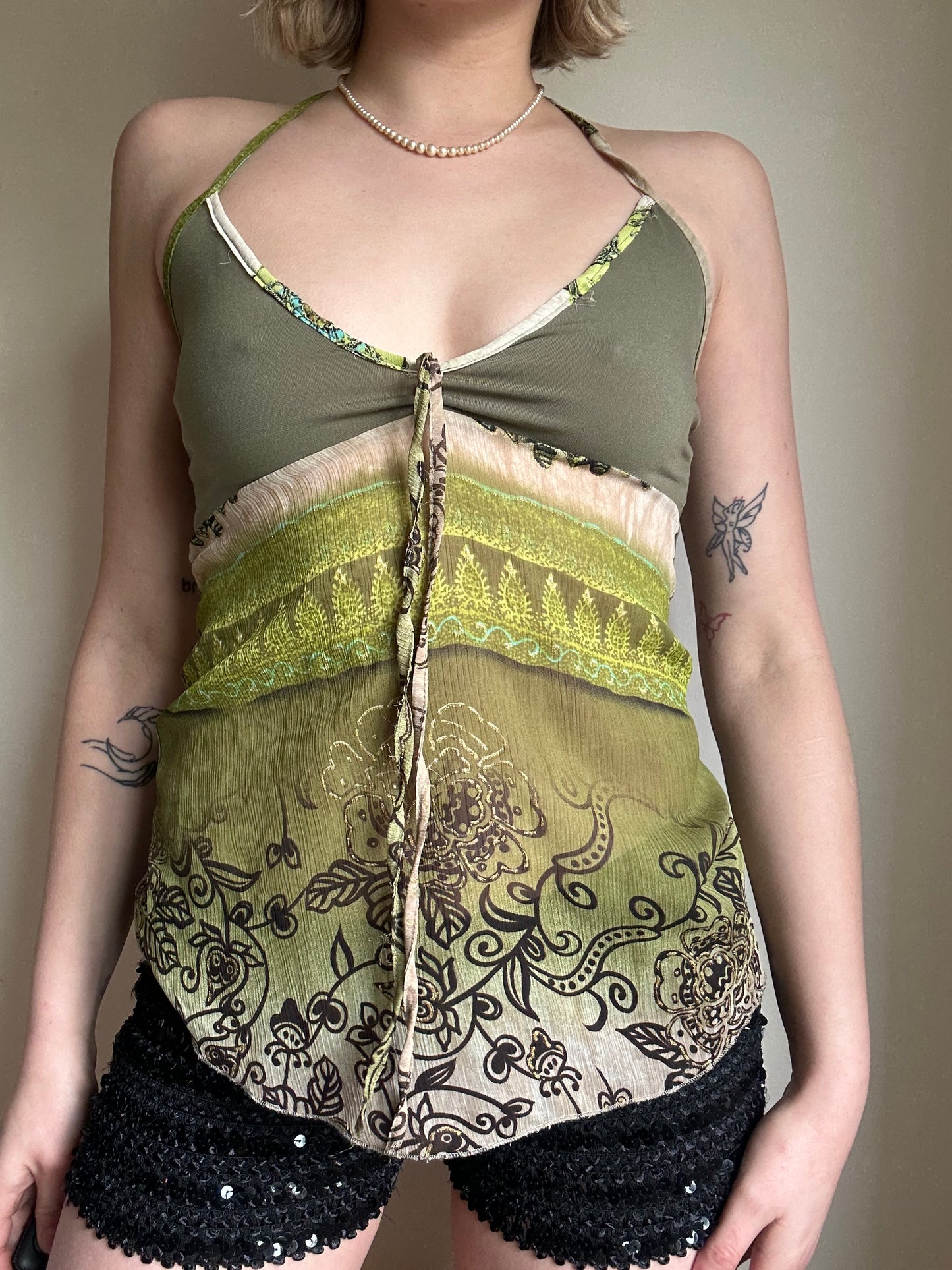 Mesh halter neck top