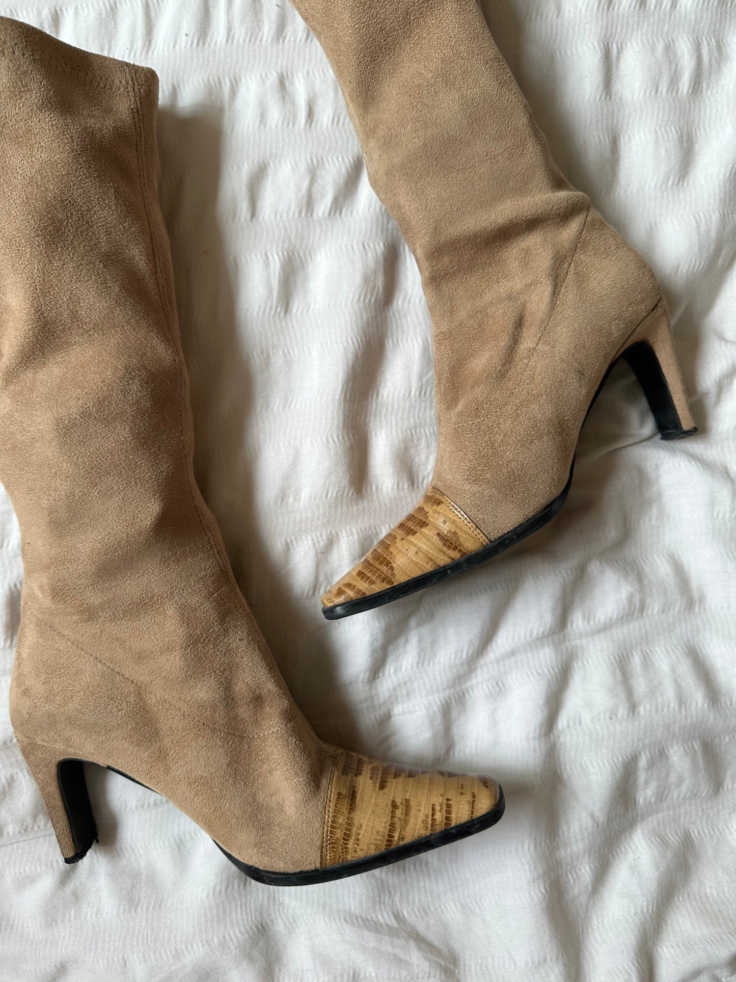 Suede knee high boots