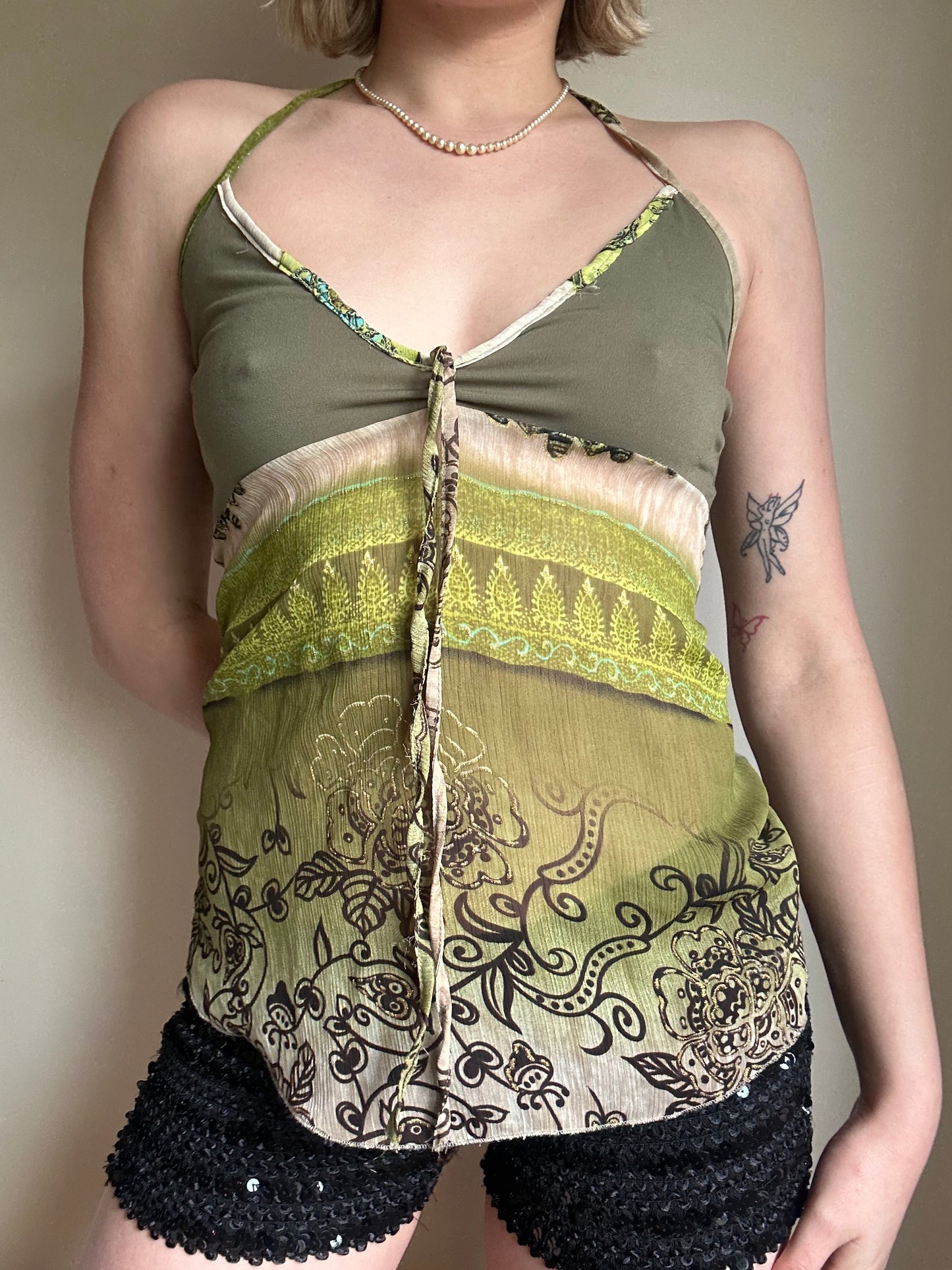 Mesh halter neck top