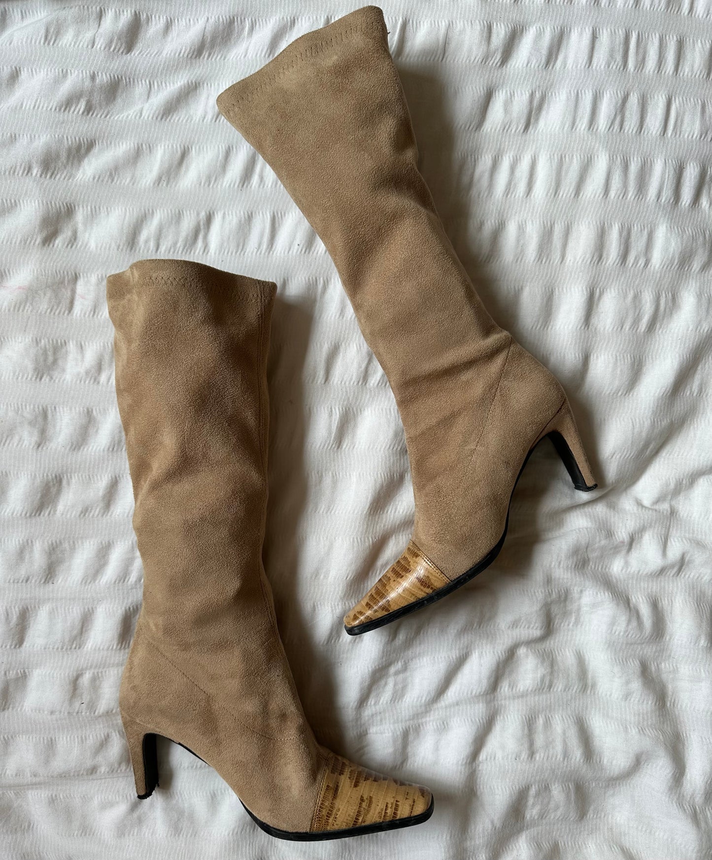 Suede knee high boots
