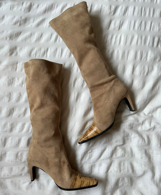 Suede knee high boots