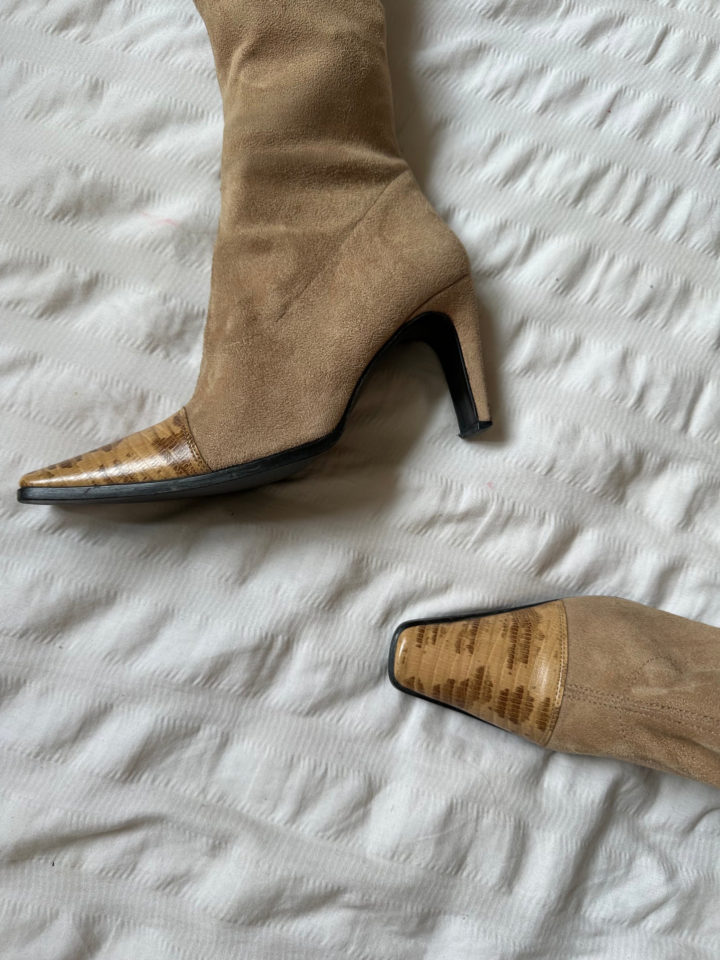 Suede knee high boots