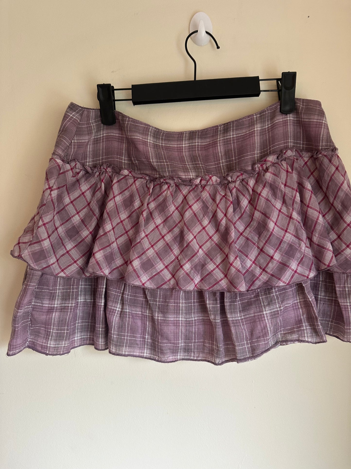 Plaid layered mini skirt