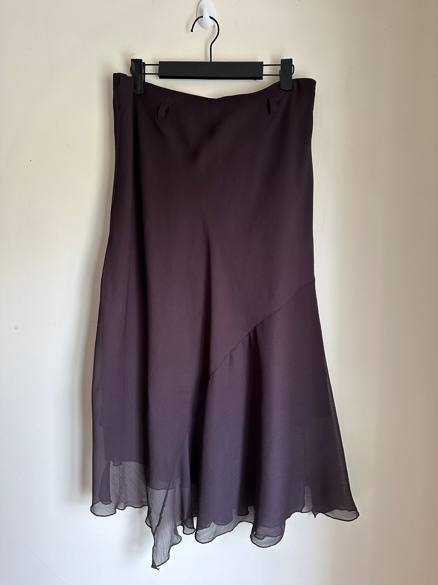 Sheer asymmetrical midi skirt