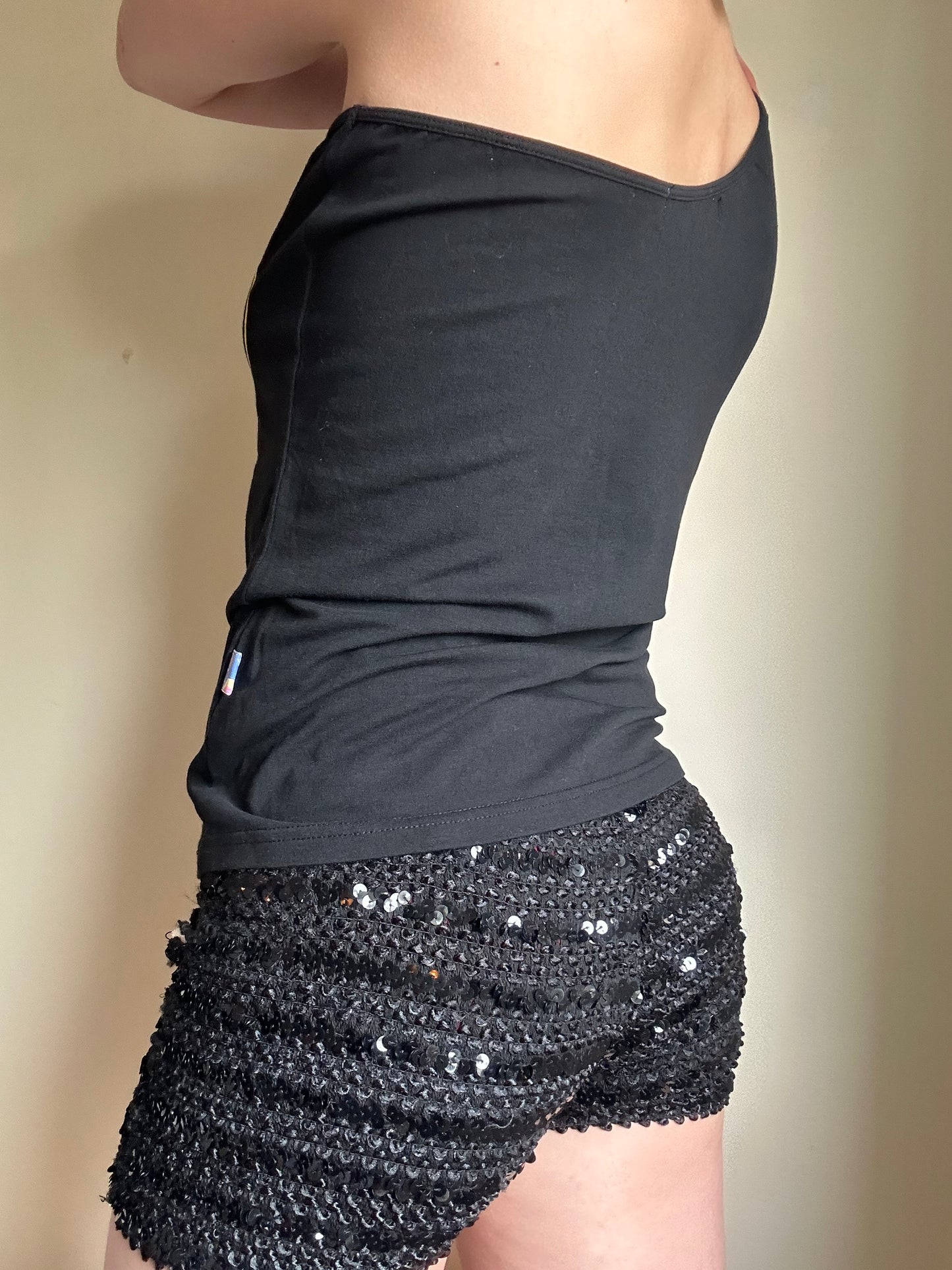 One shoulder graphic top