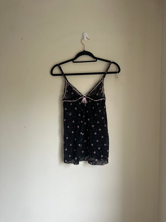 Heart graphic lace cami