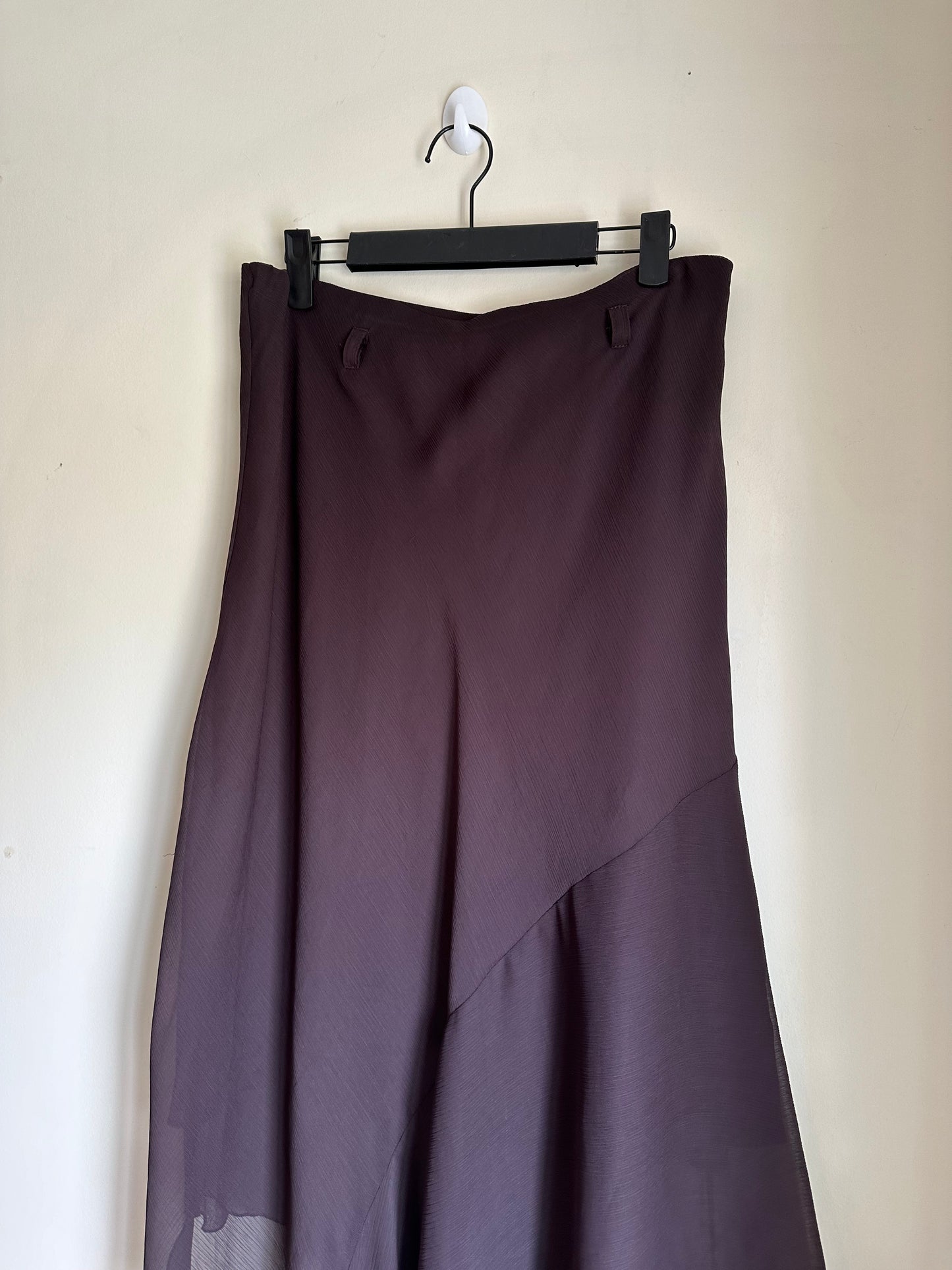 Sheer asymmetrical midi skirt