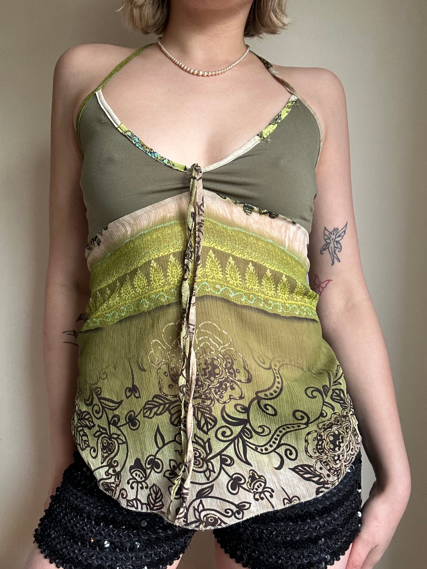 Mesh halter neck top