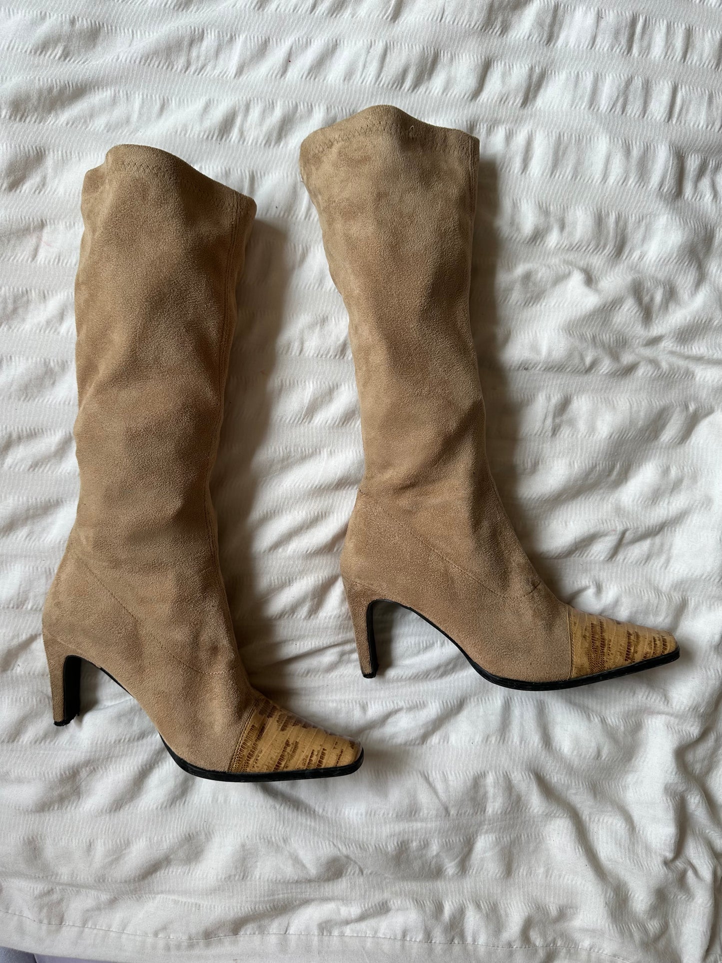 Suede knee high boots
