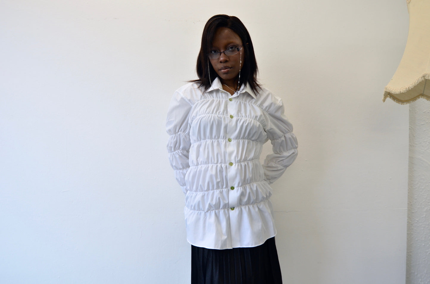 BETSY Shirt // WHITE Bubble Rouched