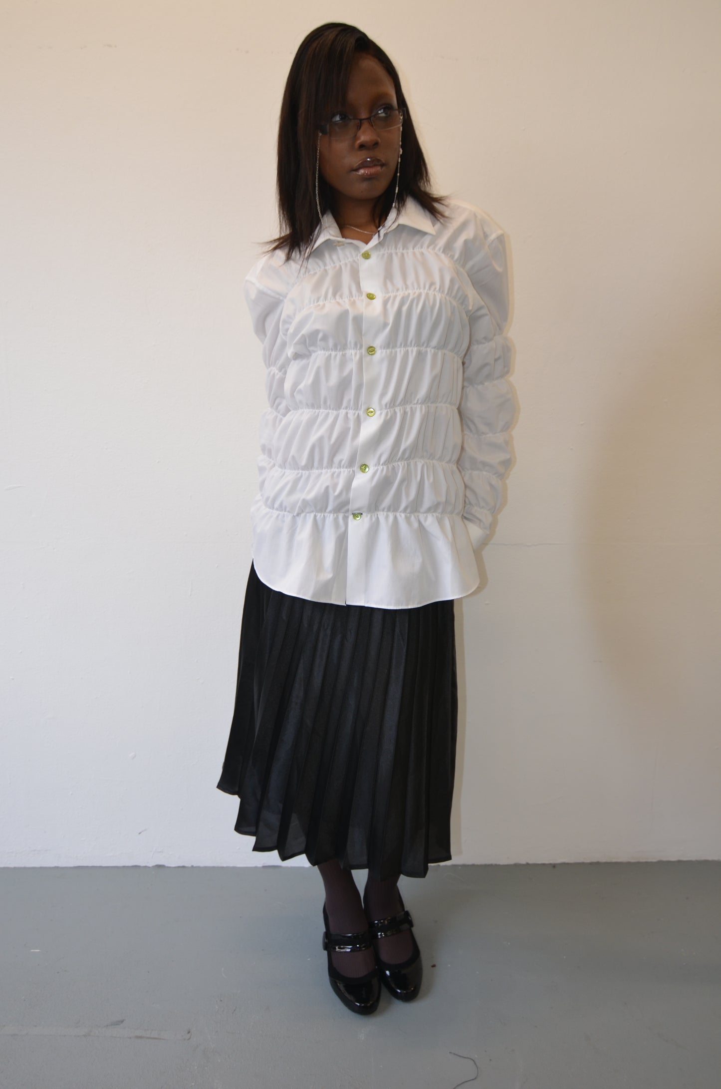 BETSY Shirt // WHITE Bubble Rouched