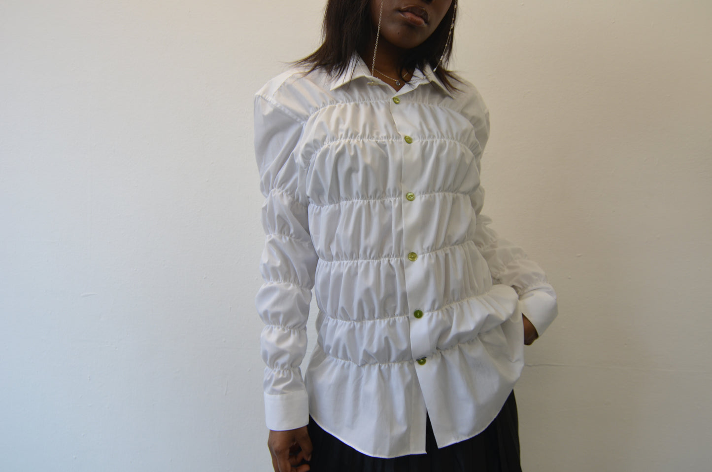 BETSY Shirt // WHITE Bubble Rouched