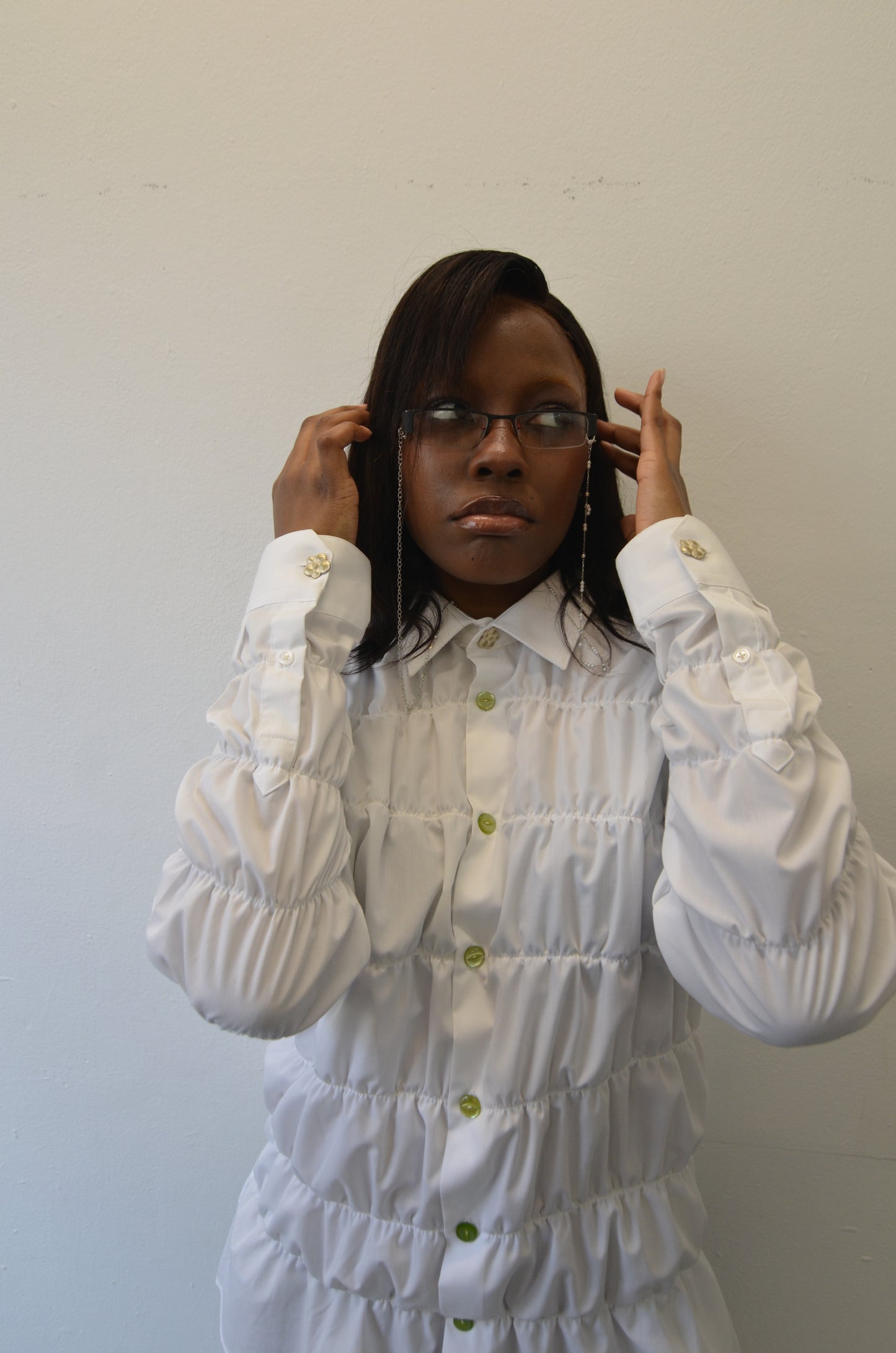 BETSY Shirt // WHITE Bubble Rouched
