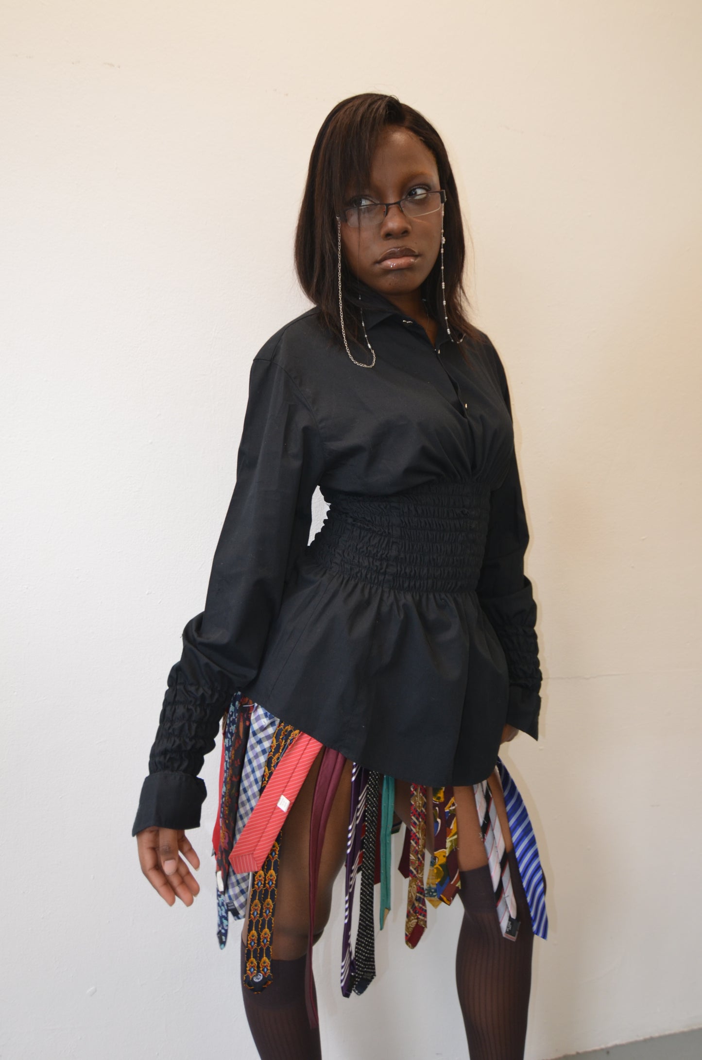 LILLIAN Shirt // BLACK Rouched
