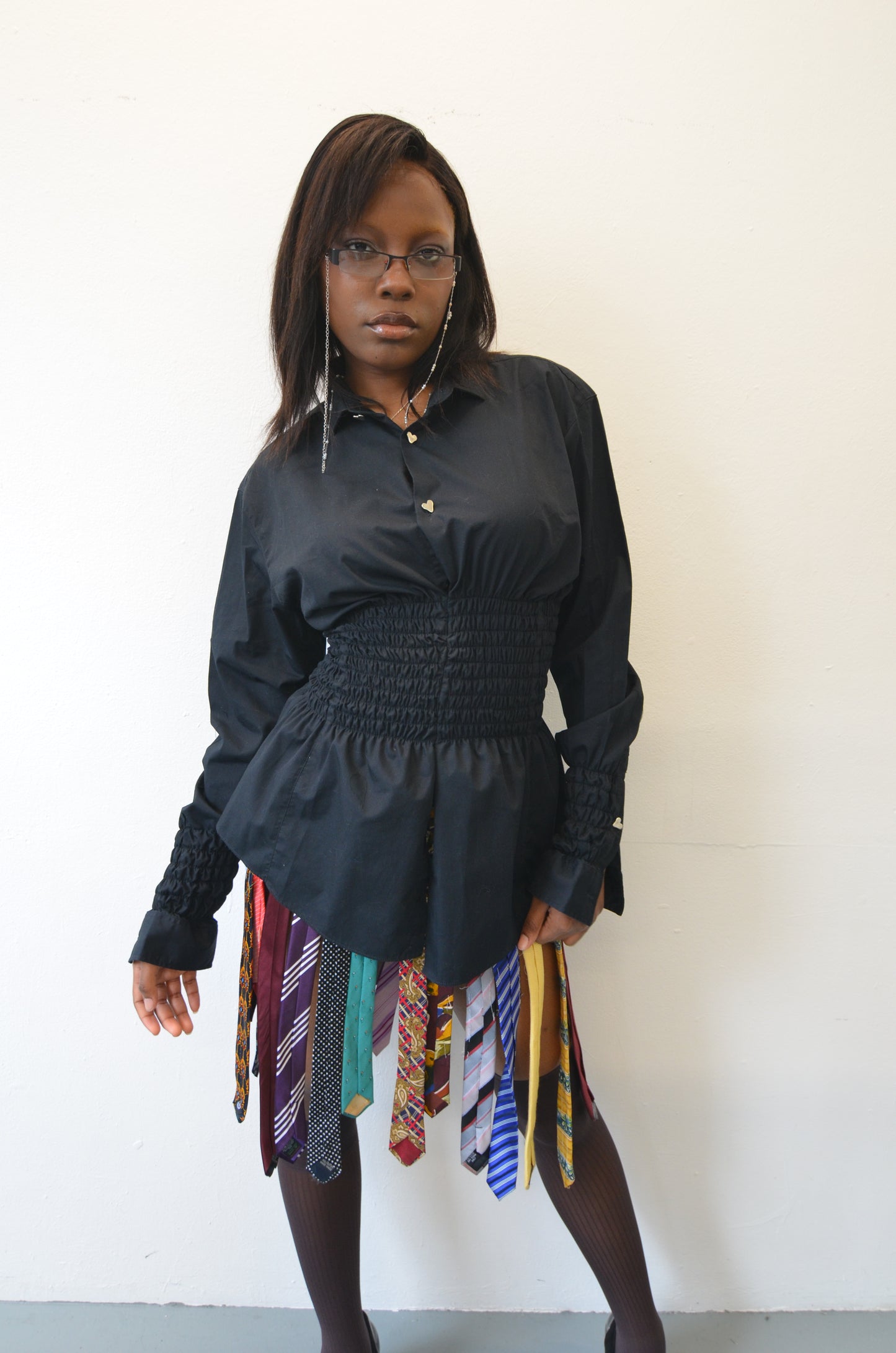 LILLIAN Shirt // BLACK Rouched