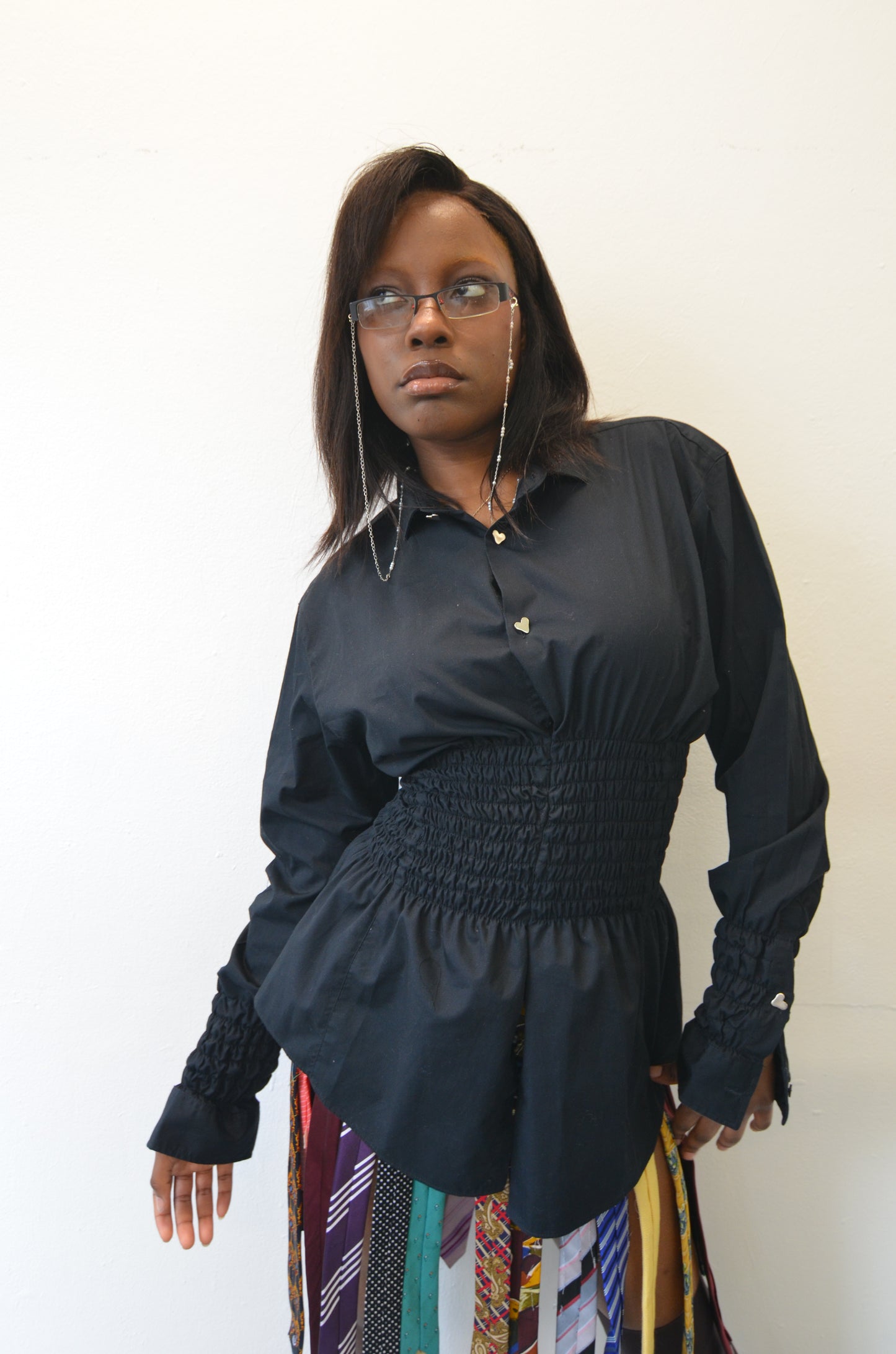 LILLIAN Shirt // BLACK Rouched