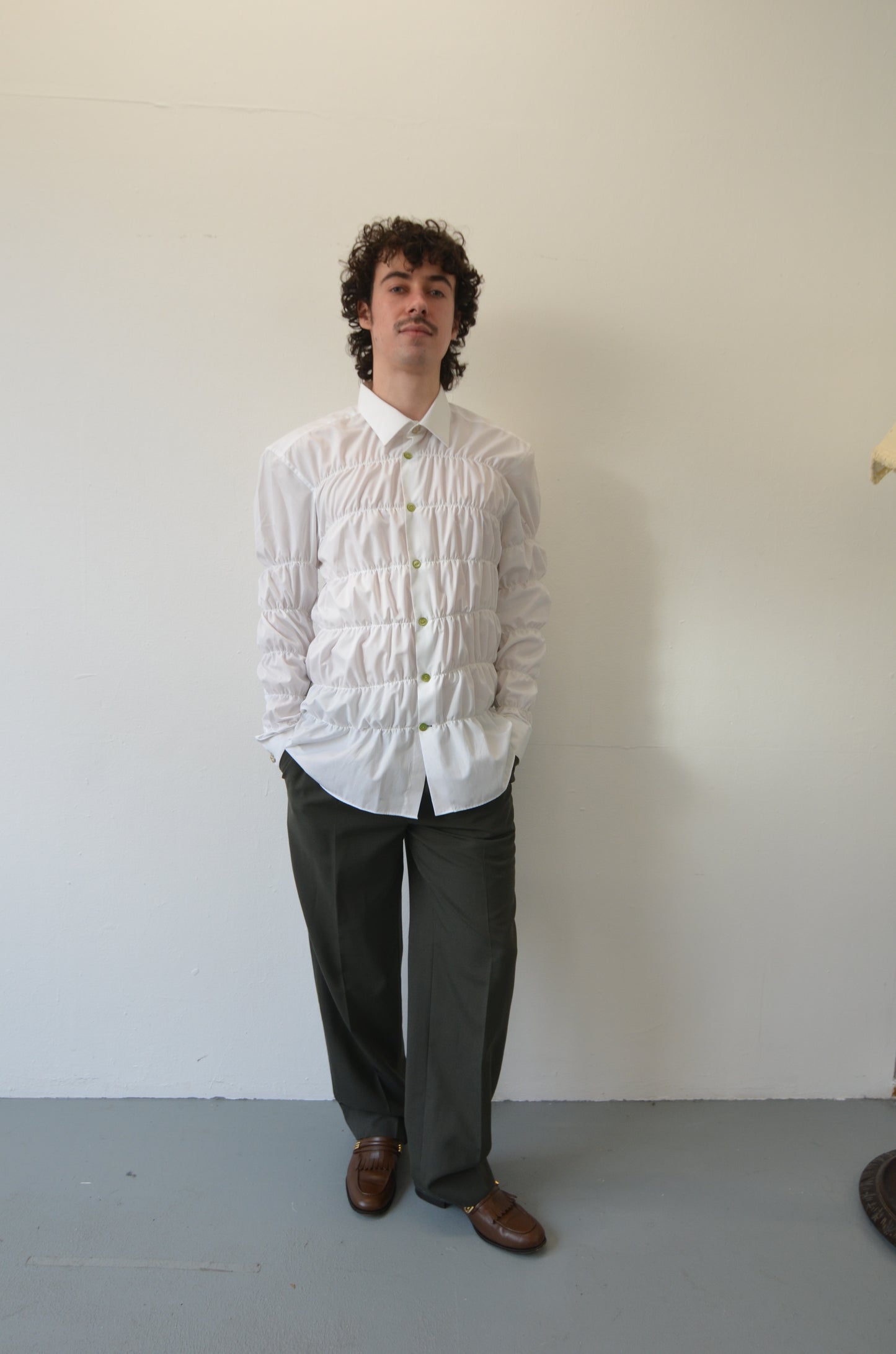 BETSY Shirt // WHITE Bubble Rouched