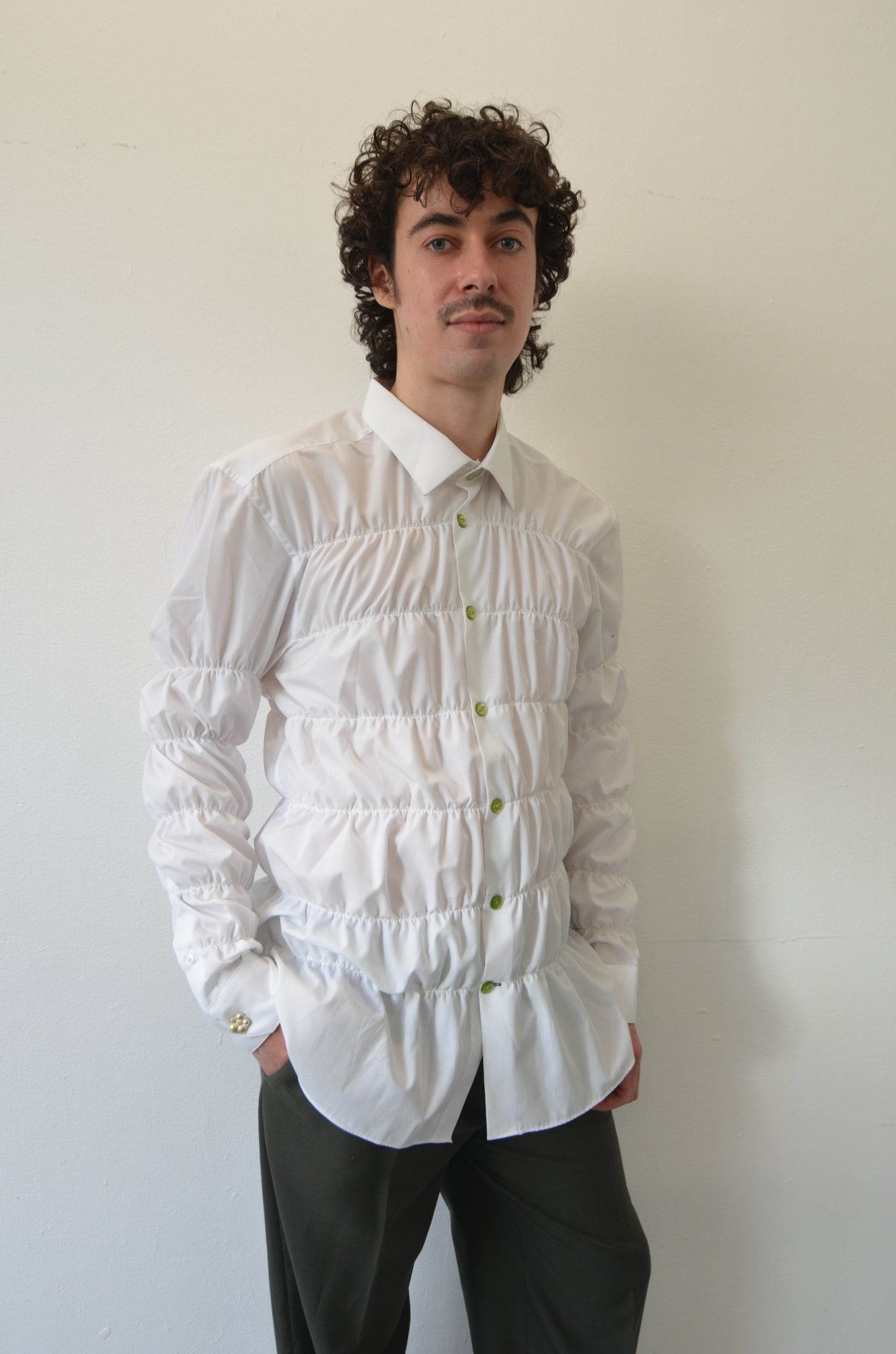 BETSY Shirt // WHITE Bubble Rouched